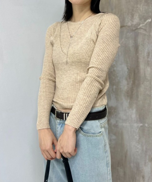 mebole(メボレ)の「ラウンドネックレイヤードトップ(Tシャツ/カットソー・レディース・オートミール/ピンク/アイボリー/ブラック/ブルー・FREE)」の11枚目の写真