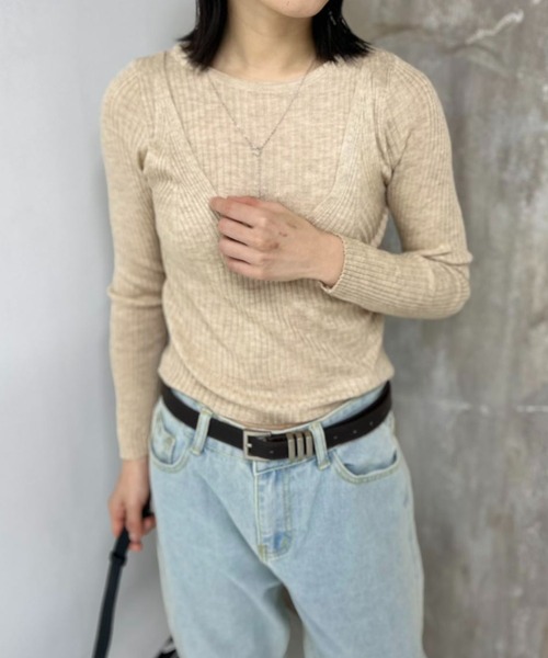 mebole(メボレ)の「ラウンドネックレイヤードトップ(Tシャツ/カットソー・レディース・オートミール/ピンク/アイボリー/ブラック/ブルー・FREE)」の15枚目の写真