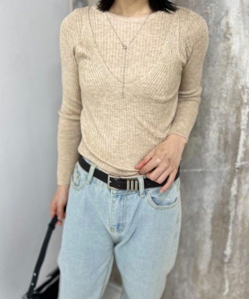 mebole(メボレ)の「ラウンドネックレイヤードトップ(Tシャツ/カットソー・レディース・オートミール/ピンク/アイボリー/ブラック/ブルー・FREE)」の16枚目の写真