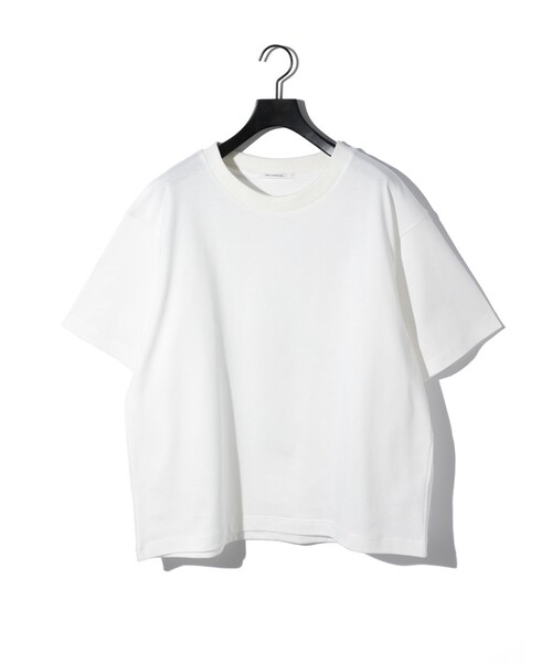 MIDIUMISOLID(ミディウミソリッド)の「MIDIUMISOLID Men’s ハーフスリーブベーシックプルオーバー(Tシャツ/カットソー・メンズ・オフホワイト/ライトグレー/ブラック・48)」の2枚目の写真