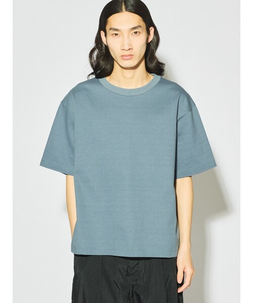 MIDIUMISOLID(ミディウミソリッド)の「MIDIUMISOLID Men’s ハーフスリーブベーシックプルオーバー(Tシャツ/カットソー・メンズ・オフホワイト/ライトグレー/ブラック・48)」の1枚目の写真