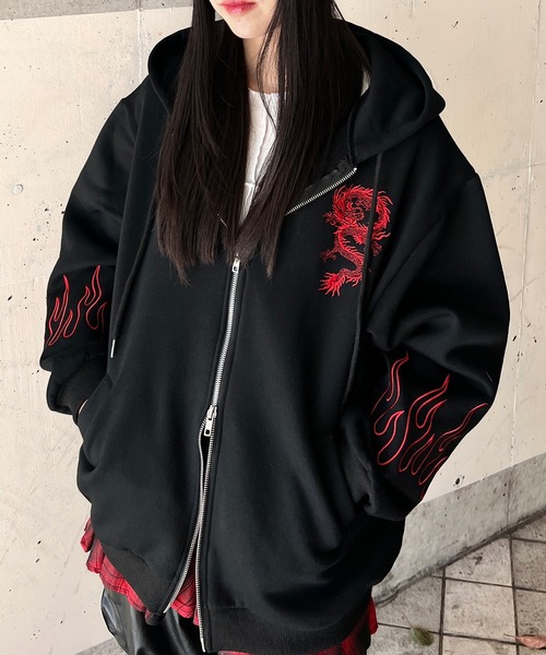 セール】ドラゴン刺繍ビッグZIPパーカー（パーカー）｜Figments