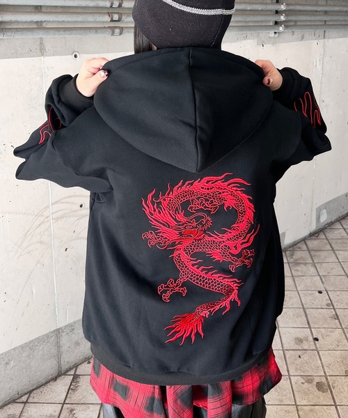 セール】ドラゴン刺繍ビッグZIPパーカー（パーカー）｜Figments