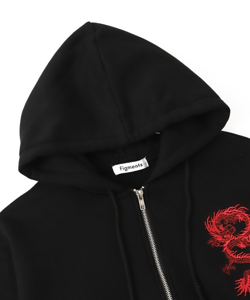 Figments(フィグメンツ)の「ドラゴン刺繍ビッグZIPパーカー(パーカー・レディース・ブラック/スミクロ・LARGE/X-LARGE)」の10枚目の写真