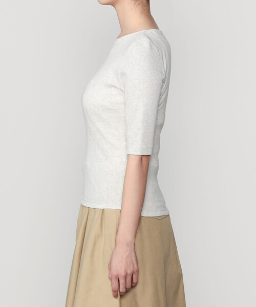 ORCIVAL(オーシバル)の「ORCIVAL | リブ ボートネック5分袖カットソー WOMEN(Tシャツ/カットソー・レディース・ブラック/グレー/ライトグレー・1)」の9枚目の写真