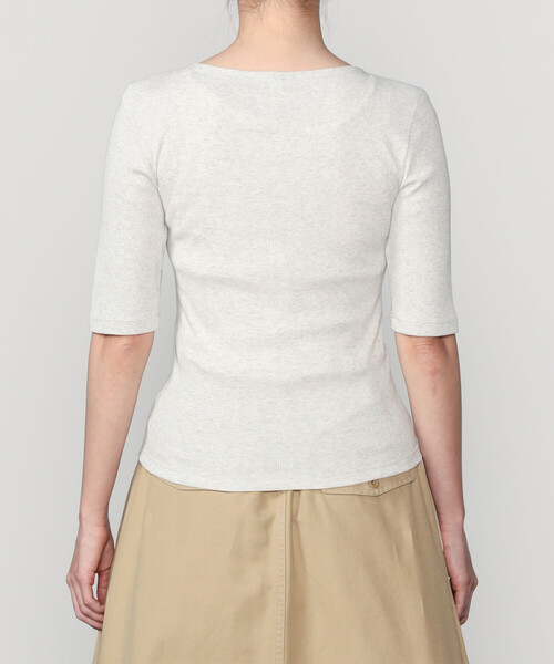 ORCIVAL(オーシバル)の「ORCIVAL | リブ ボートネック5分袖カットソー WOMEN(Tシャツ/カットソー・レディース・ブラック/グレー/ライトグレー・1)」の10枚目の写真