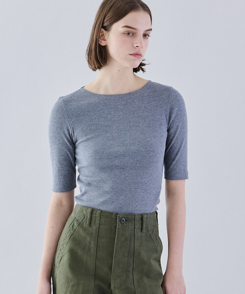 tシャツ ORCIVAL | リブ ボートネック5分袖カットソー WOMEN レディース ORCIVAL tシャツ | リブ ボートネック5分袖カットソー WOMEN