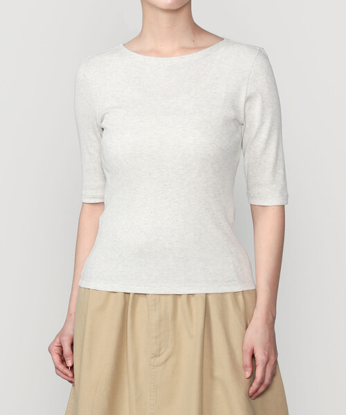 セール】ORCIVAL | リブ ボートネック5分袖カットソー WOMEN（T