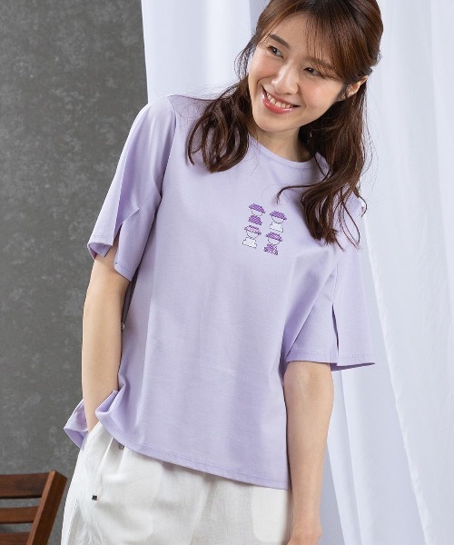 STUDIO PICONE(スタジオピッコーネ)の「スパンコールピコUV冷感Tシャツ(Tシャツ/カットソー・レディース・ライトパープル/ライトブルー/ブラック/ホワイト・L/M/LL)」の10枚目の写真