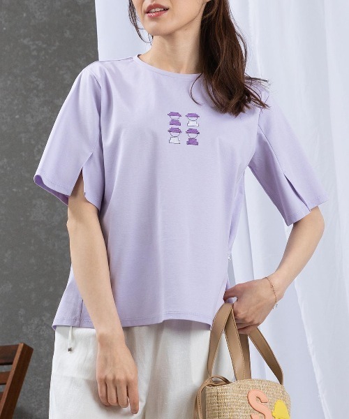 STUDIO PICONE(スタジオピッコーネ)の「スパンコールピコUV冷感Tシャツ(Tシャツ/カットソー・レディース・ライトパープル/ライトブルー/ブラック/ホワイト・L/M/LL)」の11枚目の写真