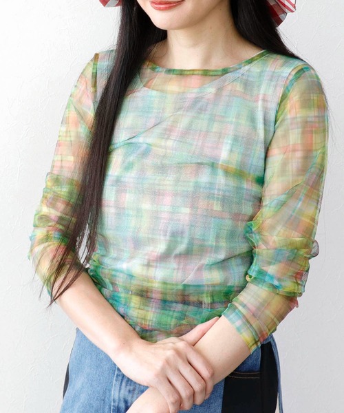 Three Four Time（ｽﾘｰﾌｫｰﾀｲﾑ）の「チェックチュールシャーリングプルオーバー（Tシャツ/カットソー・レディース・グリーン系その他/ブルー系その他/ピンク系その他・FREE）」の17枚目の写真