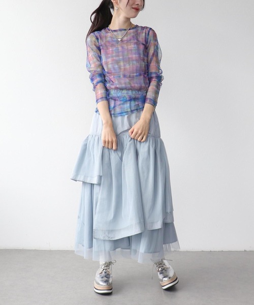 Three Four Time（ｽﾘｰﾌｫｰﾀｲﾑ）の「チェックチュールシャーリングプルオーバー（Tシャツ/カットソー・レディース・グリーン系その他/ブルー系その他/ピンク系その他・FREE）」の20枚目の写真