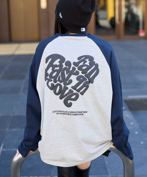 セール】WEGO/【25年春夏新作】ラグランハートグラフィックロンT