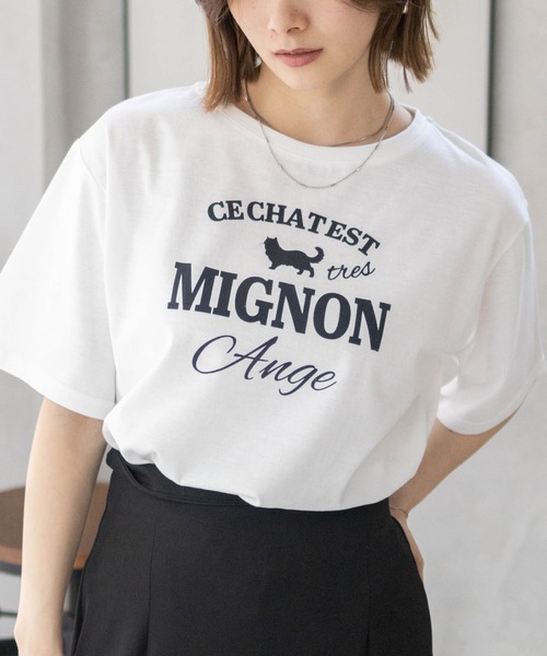 Mac-House(マックハウス)の「T-GRAPHICS ネコシルエットTシャツ(Tシャツ/カットソー・レディース・ホワイト/チャコールグレー/ベージュ・L/M)」の15枚目の写真