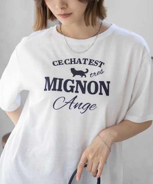 Mac-House(マックハウス)の「T-GRAPHICS ネコシルエットTシャツ(Tシャツ/カットソー・レディース・ホワイト/チャコールグレー/ベージュ・L/M)」の13枚目の写真