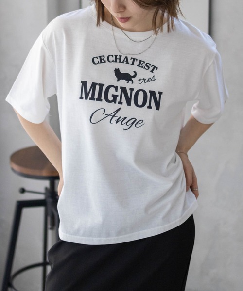Mac-House(マックハウス)の「T-GRAPHICS ネコシルエットTシャツ(Tシャツ/カットソー・レディース・ホワイト/チャコールグレー/ベージュ・L/M)」の12枚目の写真