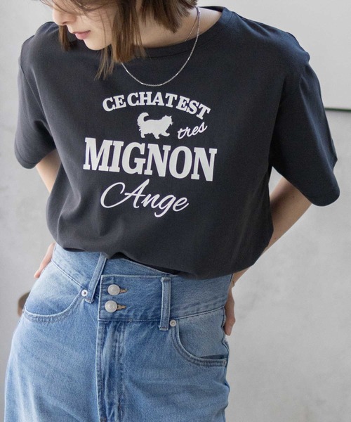 Mac-House(マックハウス)の「T-GRAPHICS ネコシルエットTシャツ(Tシャツ/カットソー・レディース・ホワイト/チャコールグレー/ベージュ・L/M)」の18枚目の写真