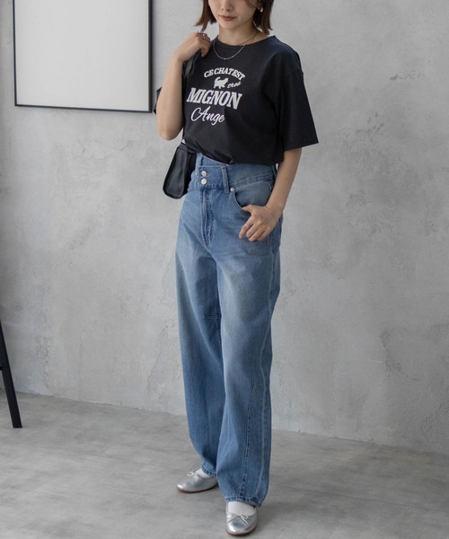 Mac-House(マックハウス)の「T-GRAPHICS ネコシルエットTシャツ(Tシャツ/カットソー・レディース・ホワイト/チャコールグレー/ベージュ・L/M)」の16枚目の写真