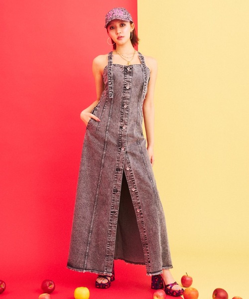 What Is Heart(ワットイズハート)の「denim long one-piece - デニムロングワンピース -(ワンピース・レディース・ブルー/グレー・MEDIUM/SMALL)」の2枚目の写真