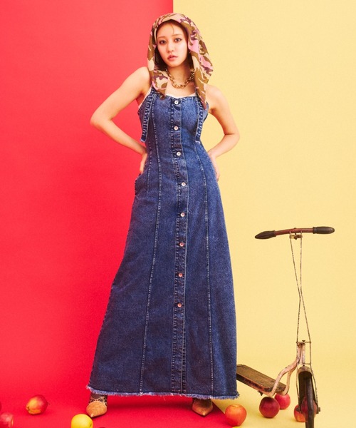 What Is Heart(ワットイズハート)の「denim long one-piece - デニムロングワンピース -(ワンピース・レディース・ブルー/グレー・MEDIUM/SMALL)」の11枚目の写真