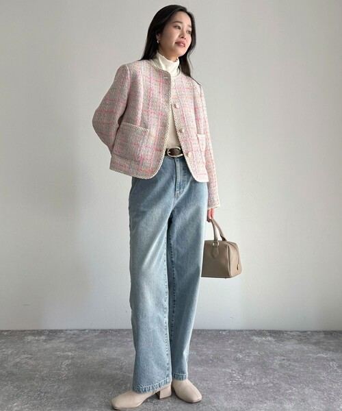 fredy emue（フレディエミュ）の「ツイードジャケット（ノーカラージャケット・レディース・ブラック系その他/ネイビー/ピンク系その他・38）」の9枚目の写真