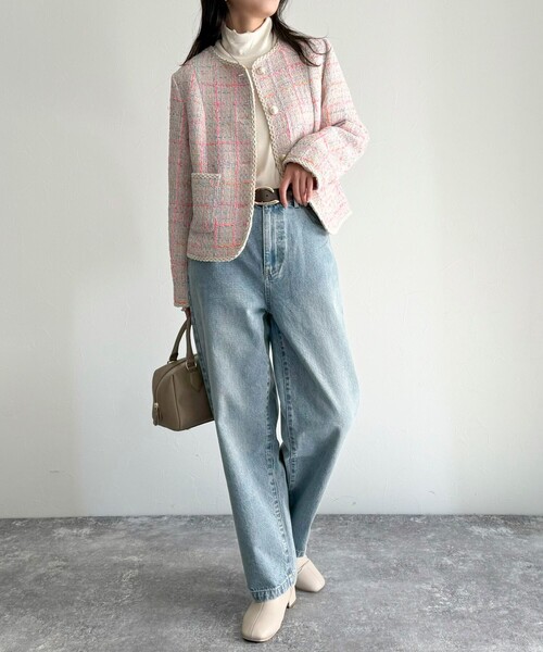 fredy emue（フレディエミュ）の「ツイードジャケット（ノーカラージャケット・レディース・ブラック系その他/ネイビー/ピンク系その他・38）」の12枚目の写真