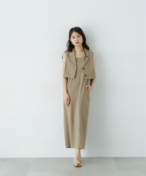 N.(N. Natural Beauty Basic)(エヌエヌナチュラルビューティーベーシック)の「テーラードジレ&キャミワンピースセット(ワンピース・レディース・チャコールグレー/ベージュ・MEDIUM/SMALL)」の17枚目の写真