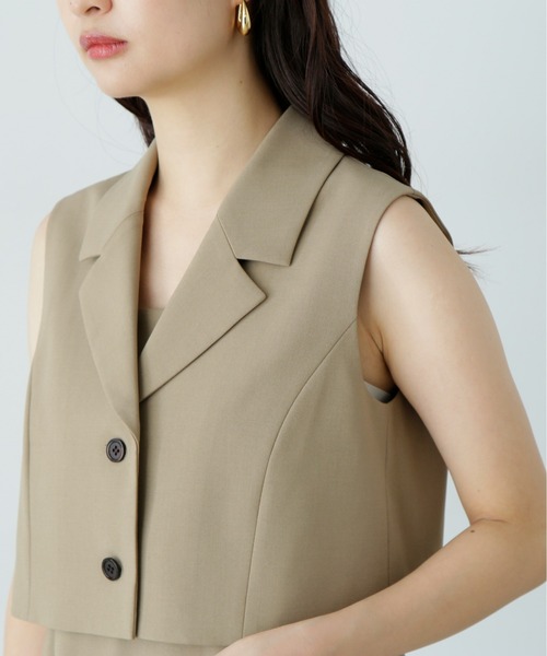 N.(N. Natural Beauty Basic)(エヌエヌナチュラルビューティーベーシック)の「テーラードジレ&キャミワンピースセット(ワンピース・レディース・チャコールグレー/ベージュ・MEDIUM/SMALL)」の22枚目の写真