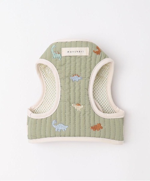 セール】[moncheri モンシェリ] 恐竜さん柄刺繍ハーネス+リード