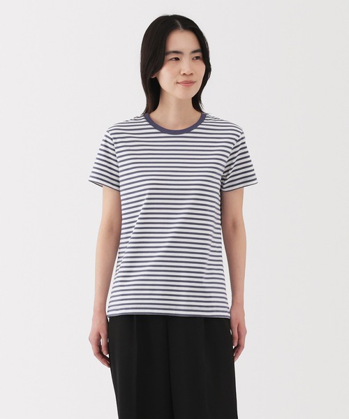 無印良品(ムジルシリョウヒン)の「婦人 天竺編みクルーネック半袖Tシャツ(Tシャツ/カットソー・レディース・ブルー系/ブラック/ライトイエロー/グレー/ホワイト/イエロー系/ブラック系/ライトピンク/ブラウン系・M/XS/XL/L/S)」の6枚目の写真