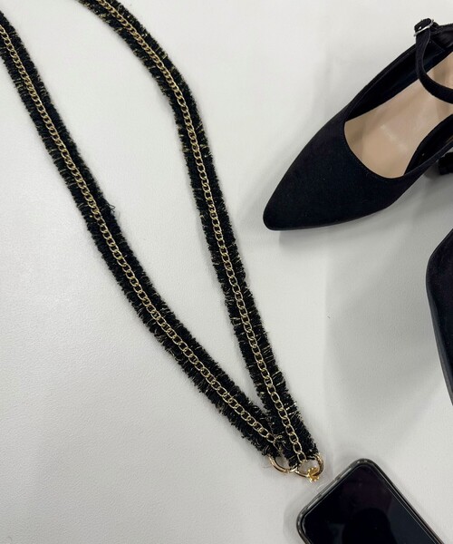 fredy emue（フレディエミュ）の「【by daisy/バイデイジー】ツィードチェーンストラップ ロング（その他小物・レディース・ブラック/アイボリー/ブラック系その他3・FREE）」の2枚目の写真
