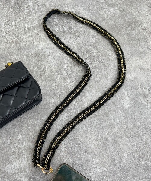 fredy emue（フレディエミュ）の「【by daisy/バイデイジー】ツィードチェーンストラップ ロング（その他小物・レディース・ブラック/アイボリー/ブラック系その他3・FREE）」の10枚目の写真