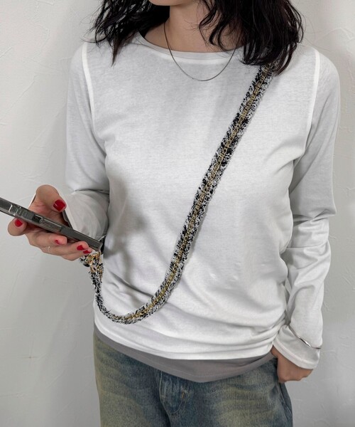 fredy emue（フレディエミュ）の「【by daisy/バイデイジー】ツィードチェーンストラップ ロング（その他小物・レディース・ブラック/アイボリー/ブラック系その他3・FREE）」の15枚目の写真