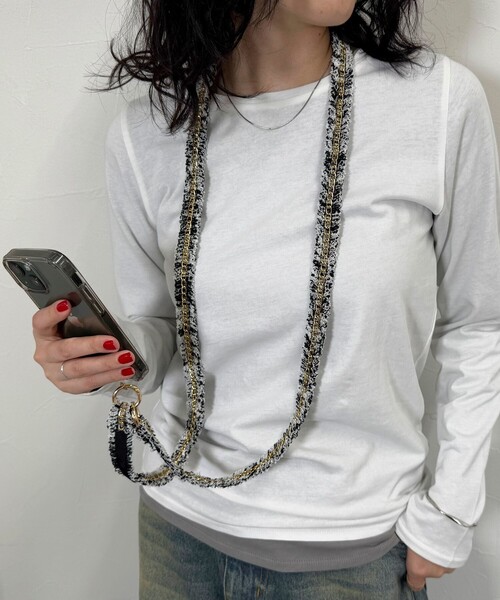 fredy emue（フレディエミュ）の「【by daisy/バイデイジー】ツィードチェーンストラップ ロング（その他小物・レディース・ブラック/アイボリー/ブラック系その他3・FREE）」の18枚目の写真