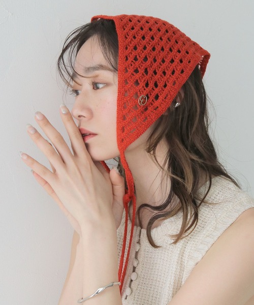 CLEIO(クレイオ)の「【CLEIO】クロシェバブーシュカ(ニットキャップ/ビーニー・レディース・ブラック/アイボリー/テラコッタ・FREE)」の3枚目の写真