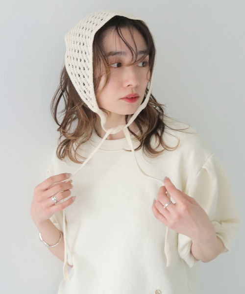 CLEIO(クレイオ)の「【CLEIO】クロシェバブーシュカ(ニットキャップ/ビーニー・レディース・ブラック/アイボリー/テラコッタ・FREE)」の4枚目の写真