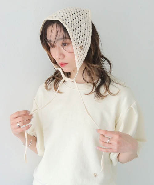 CLEIO(クレイオ)の「【CLEIO】クロシェバブーシュカ(ニットキャップ/ビーニー・レディース・ブラック/アイボリー/テラコッタ・FREE)」の5枚目の写真