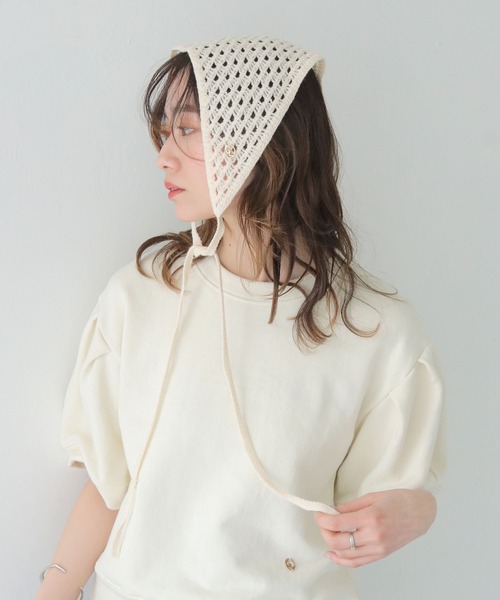 CLEIO(クレイオ)の「【CLEIO】クロシェバブーシュカ(ニットキャップ/ビーニー・レディース・ブラック/アイボリー/テラコッタ・FREE)」の7枚目の写真