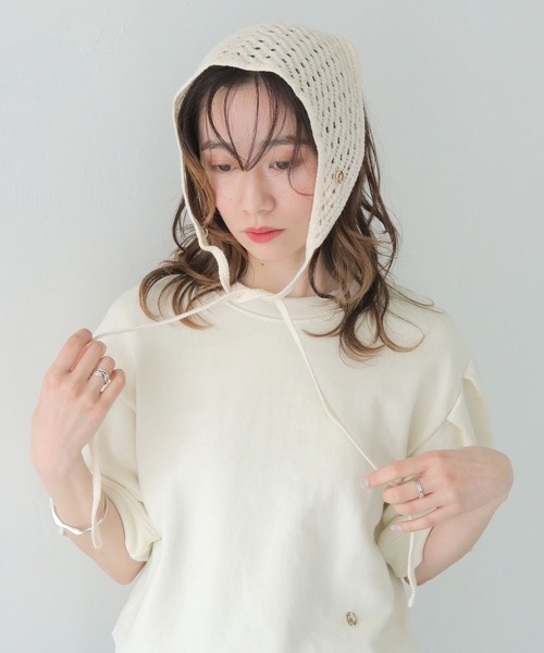 CLEIO(クレイオ)の「【CLEIO】クロシェバブーシュカ(ニットキャップ/ビーニー・レディース・ブラック/アイボリー/テラコッタ・FREE)」の10枚目の写真
