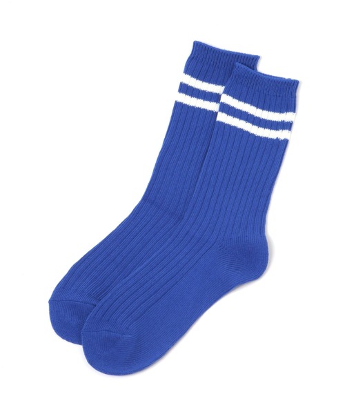 BAYFLOW（ベイフロー）の「ルーズリブラインソックス（ソックス/靴下・レディース・ブラック/レッド/ブルー/グレー・FREE）」の4枚目の写真