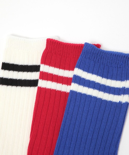 BAYFLOW（ベイフロー）の「ルーズリブラインソックス（ソックス/靴下・レディース・ブラック/レッド/ブルー/グレー・FREE）」の8枚目の写真