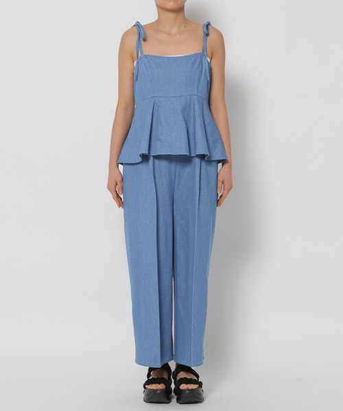 mysty woman(ミスティウーマン)の「ペプラムデニムサロペ 328306(サロペット/オーバーオール・レディース・ネイビー/ライトブルー/グレー・FREE)」の14枚目の写真