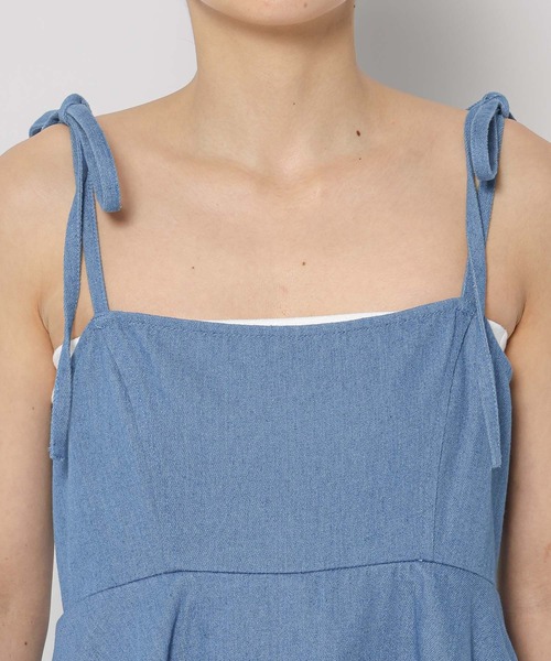 mysty woman(ミスティウーマン)の「ペプラムデニムサロペ 328306(サロペット/オーバーオール・レディース・ネイビー/ライトブルー/グレー・FREE)」の17枚目の写真