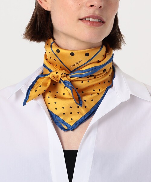 manipuri(マニプリ)の「manipuri ジオメドットスカーフ(マフラー・レディース・イエロー系その他2/ブラック系その他/ホワイト系その他・FREE)」の4枚目の写真