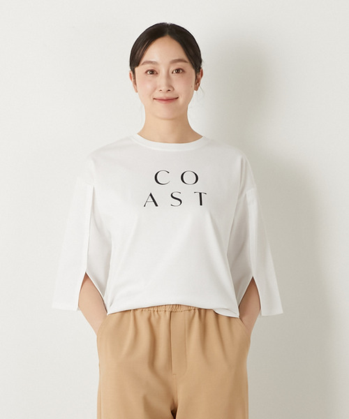 MELROSE claire(メルローズ クレール)の「ローマプリントTシャツ(Tシャツ/カットソー・レディース・ブラック/トップグレー/ホワイト・FREE)」の1枚目の写真