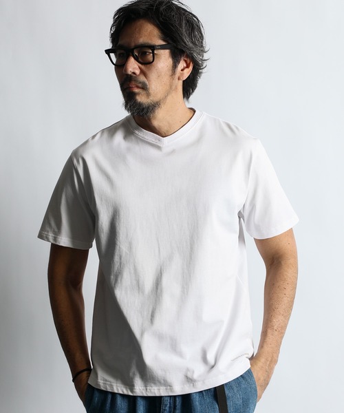 SCULPTOR 光沢VネックTシャツ ベージュ 5.6オンス ヘビーウェイト リミテッドカラーTシャツ | ビッグ