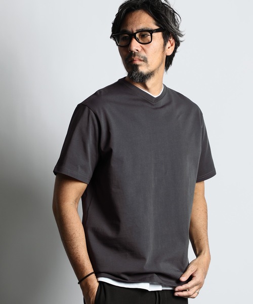 SILICON BIO SHALLOW V NECK S/SL TEE：シリコンバイオ加工