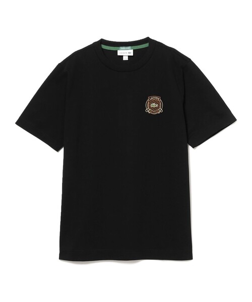 LACOSTE 黒 Tシャツ 新品 LACOSTE tシャツ ワイド＆ショートネームステッチTシャツ