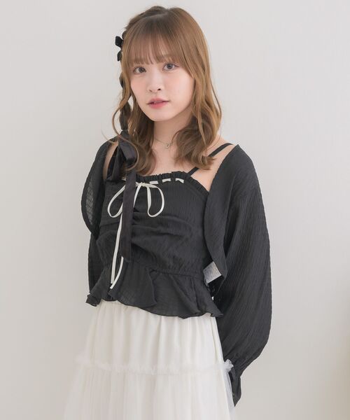 ems excite(エムズエキサイト)の「リボンステッチキャミ&ボレロSET(シャツ/ブラウス・レディース・ブラック/ナチュラル/ホワイト系その他・FREE)」の17枚目の写真