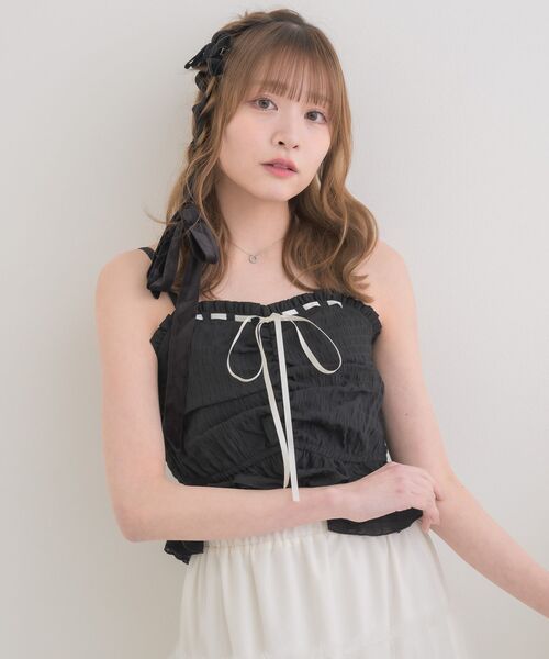 ems excite(エムズエキサイト)の「リボンステッチキャミ&ボレロSET(シャツ/ブラウス・レディース・ブラック/ナチュラル/ホワイト系その他・FREE)」の15枚目の写真